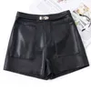 Kvinnors shorts kvinnors höga midja koreansk stil äkta fårskinn läder shorts kvinnors sexiga mini shorts 230331