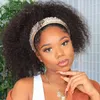 Yirubeauty Brazilian Afro Headband Wig Capless Wigs 10-26inch Natural Color 150％180％210％密度