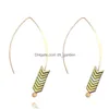 Lampadario pendente moda Mticolor pietra naturale freccia orecchino per ragazze alta qualità lungo gancio grande tendenza elegante oro Pl Dhgarden Dh1N7