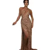 Sparkly Beads Mermaid Evening Dress Sexy Plowen Secielen Sequined High Split Prom Plants Custom Made Special Event Dresses