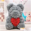 Party Favor New40cm Rose Teddy Bear Artificial Flower Led Strings Decoration Valentines Day Gifts for Women Home RRD11958 Dr Dhihz