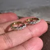 Hoop Earrings 9K Yellow Gold Women Drop Clip 0.08 Carat Round Moissanite Diamond Classic Trendy Elegant Gift Present