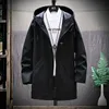 Мужские траншевые пальто Весна и осень классическая мода с твердым цветом среднего длинного куртки повседневная свободная высококачественная ветряная ветка 4xl 230331