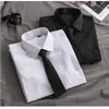 Men's Casual Shirts EBAIHUI Men's White Shirt Tie Set DK Uniform Long Sleeve Japanese Korean Loose Couple Grade Clothing Add Velvet 230331