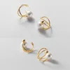 Backs Earrings Elegant Clips For Women Cuff Gold-color 925 Sterling Silver Ear Accessories Fashion Fine Pearl Jewelry Brincos