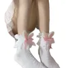 Women Socks Japanese Girls Kawaii Lolita Ankle Sweet Plush Ears Frilly Ruffle Lace Bowknot Princess Short Dropship