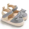 Sandales Top qualité toile bébé filles sandales enfants noir bleu rose rayé bébé filles chaussures enfant en bas âge mignon noeud papillon chaussures souples bébé sandales Z0331