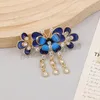 New Rhinestone Butterfly Tassel Hair Clip Hair Barrette Women Girl Vintage Crystal Butterfly Flower Hairpin Hair Accessory Gift