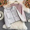 Women's Jackets Autumn Winter Luxury Small Fragrance Tweed Jacket Coat Women Streetwear Plaid Woolen Short Crop Top Female Vintage Outwear