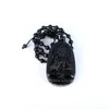 Chaînes Goutte Naturel Noir Obsidienne Pierre Sculpté Bouddha Chanceux Amulette Pendentif Collier Pour Femmes Hommes Pendentifs Bijoux
