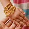 Bangle Wando 4Pcs Dolphins Baby Bead Bangles For Girl Gold Color Dubai Bride Wedding Bracelet African Charm Arab Jewelry