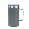 Tasse à café de 24 oz avec poignée en acier inoxydable enduit de poudre tasse de gobelet de voyage tasse de camping isolée sous vide avec couvercle en gros