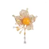 Brooches 2023 Fashion High-end Colorful Zircon Corsage European And American Coat Accessories Pin Pearl Tassel Flower Brooch