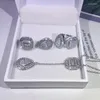 Necklace Earrings Set 3pcs Pack 2023 Luxury Princess Silver Color Bride Dubai For Wome Anniversary Gift Wholesale J6138