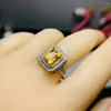 Cluster Rings Bague Citrine Réelle Et Naturelle Argent Sterling 925 Fine Jaune