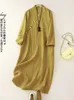 Casual klänningar 2023 Ankomst tunt mjukt bomullslinne Löst vintage kinesisk stil vår sommarklänning mode kvinnor midi