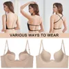 Andra trosor Push Up Bh -backles Bras Low Cut Sexy Plunge Brassiere Open Back Wedding Underwear Invisible Seamless Deep U Lingerie 230331