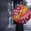 傘の日本の桜の花柄の女性男性雨傘3折りたたみ耐久性ポータブル自動ギフトパラソル