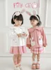 Girls' Autumn Girly Style Shirt Contrast Color Navy Lapel Three-Dimensional Cute Bunny Ears Baby Skirt Suit