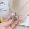 Kleeblatt-Halskette der Frauen Designer-Anhänger-Halsketten 925 Splitter-Geschenk-zierliche Schmuck-Halskette keltische Edelstahl-lange Ketten Hochzeit Geburtstags-Seil-Kette mit Kasten