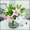 Decorative Flowers Wreaths Artificial Lily Real Touch White Pink Yellow Living Room Home Office Bridal Flower Drop Deliver Dh354