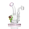 Pink Green Cute Eyes Hookahs Glass Bong Dab Rigs Alien Recycler Pipe Beaker Oil Rig 14mm macho Joint Banger Water Tall