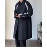 Erkek trençkotları rüzgarlık ceket uzun boylu gevşek sokak kıyafeti vintage siyah cadde gündelik erkek dış giyim 230331