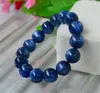 Strand 16mm Big Powerful Natural Genuine Blue Kyanite Gems Crystal Round Bead Bracelet For Women And Men Stretch