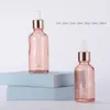 5ml 10ml 30ml 50ml Frasco cuentagotas de vidrio rosa Contenedor Frasco Viales para aceites esenciales Ojos Gotas de muestra Botellas recargables 21