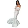 Robes sirènes à manches longues pour la mariée Appliques de floal 3D