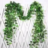 Decoratieve bloemen 2,5 m kunstmatige plant groen klimop blad slinger zijden muur hangende nepbladeren voor decoratie thuis decor feest wijnstokken
