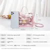 Bloco 2023 Cadeia de moda de cor Women Women Transparent Bolsa Daisy Strap Padrão de ombro Messenger Bag Hardware Composite