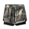 Men's Shorts Summer new fashion men's shorts quick-drying 2-in-1 multi-pocket double-layer shorts fitness lace-up sports pants W0327