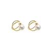 Backs Earrings Elegant Clips For Women Cuff Gold-color 925 Sterling Silver Ear Accessories Fashion Fine Pearl Jewelry Brincos