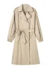 Casacos de trincheira feminina Moda feminina com casaco de peito duplo de cinto vintage com manga longa bolsos dianteiros fêmeas