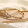 مصمم مجوهرات bangle Youthway Stainless Steel Steeld-Ratied Rhinestone Pearl Engetric Open for Women Vervent Jewelry Gift T41H