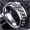 Band Rings New Arrival Stainless Steel Chain Rotating Ring For Men Women Personality Rotatable Hip Hop Design Round Valentin Dhgarden Dhal9