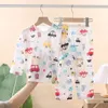 Pyjamas kinderpyjama set zomer dunne jongens en meisjes pure katoenen huis kleding baby ademende katoenen lange mouw broek lucht 230331