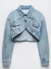 Women's Trench Coats DEAT Fashion Short Denim Jackets Lapel Long Sleeve Pocket Single Breasted Solid Coat Female Autumn 2023 17A1149 230331
