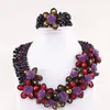Necklace Earrings Set 4UJewelry Jewellery For Wedding Colorful Flowers African Beads Choker & Bracelet 2023 Fashion