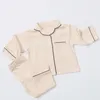 Pajamas Spring Autumn Baby Boy Girl Simple Loose Sets Toddler Child Long Sleeve Solid Cotton Sleepwear 2 Pcs Suits 0 5 Years 230331