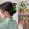 Женский ретро -зеленый бамбук -клипы женский жемчужный хвостик Claw Clip Pearl Clip Girl Styling Decorative Headwear