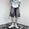 Men's Jeans Fashion Hi Street Oversized Hip Hop Short With Bandana Patchwork Men's Summer Vibe Denim Shorts Loose Fit