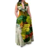 Kleider in Übergröße Mode Sommer Größe Kleid Casual Kartendruck Ärmelloses Revers Hemd Maxi Lange Dresse Großhandel Drop 230330