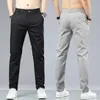 Herren Hosen Frühling Sommer Baumwolle Männer Casual Hosen Elastische Taille Business Korean Fashion Gerade Klassische Einfarbige Hose Schwarz Khaki W0325