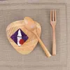 Dijkartikelen Sets Utsil Set Wood Table Treard Dessert Lepel Fork Wooden Flatare Bamboo Lunch Student