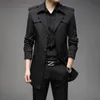 Men's Trench Coats Spring Men Fashion England Style Long Mens Casual Outerwear Jackets Windbreaker Brand Clothing 230331