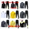 2023 New Dortmund Tute con zip lunga giacca da jogging per bambini e uomo Borussia Pantaloni lunghi Set da calcio Dortmund Tuta da allenamento Set da calcio Survêtement