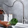 Kitchen Faucets Brushed Nickel Kitchen Faucet Single Hole Pull Out Spout 360 Degree Rotating Mixer Stream Sprayer Head And Cold Mixer Tap 230331