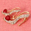 Brooches High Heels Shoes Brooch Crystal Red Enamel Sandals Corsage Clips For Suit Scarf Dress Women Girls Jewelry Pins Broach